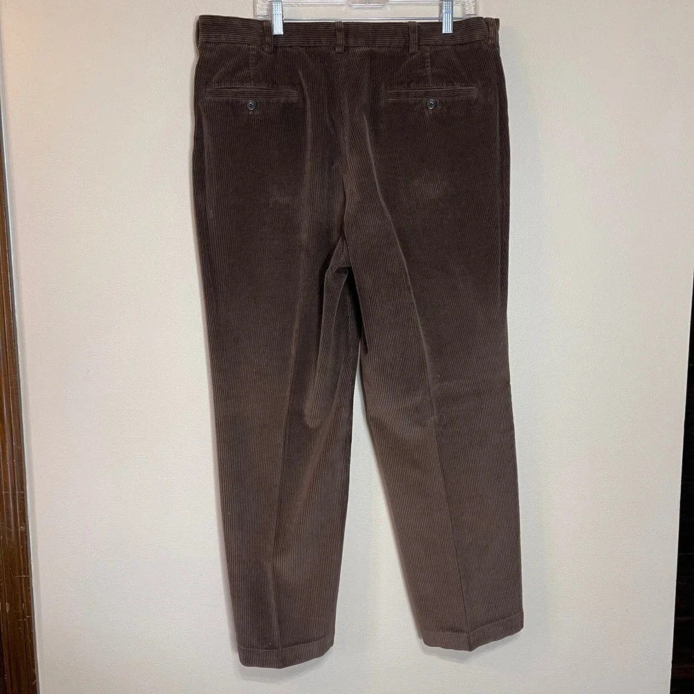 Brooks Brothers 346 Mens Brown Corduroy‎ Pants Flat Front Cotton 38x30